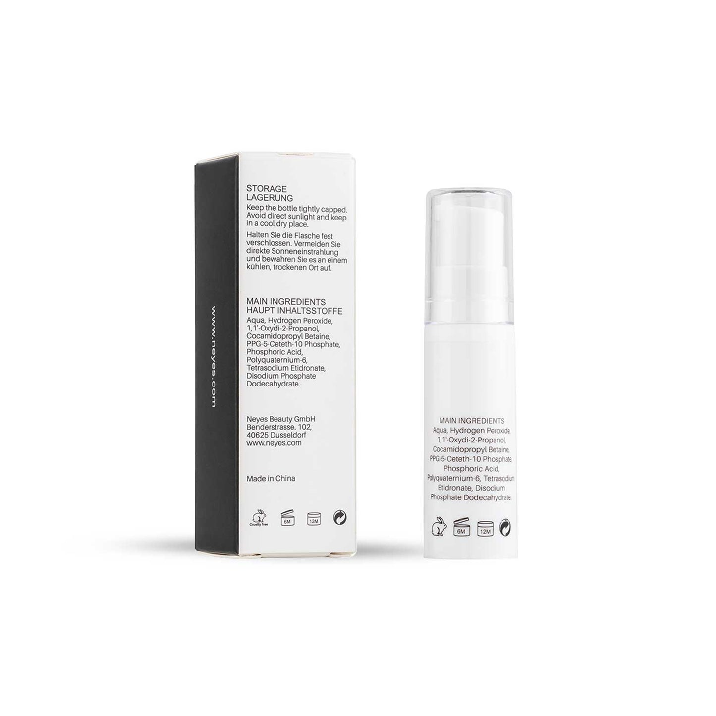Rückseite einer Lash- und Brow-Lifting Fixing-Lotion (Schritt 4) mit Anwendungshinweisen, Inhaltsstoffen und Sicherheitshinweisen für die Fixierung von Wimpern und Augenbrauen.