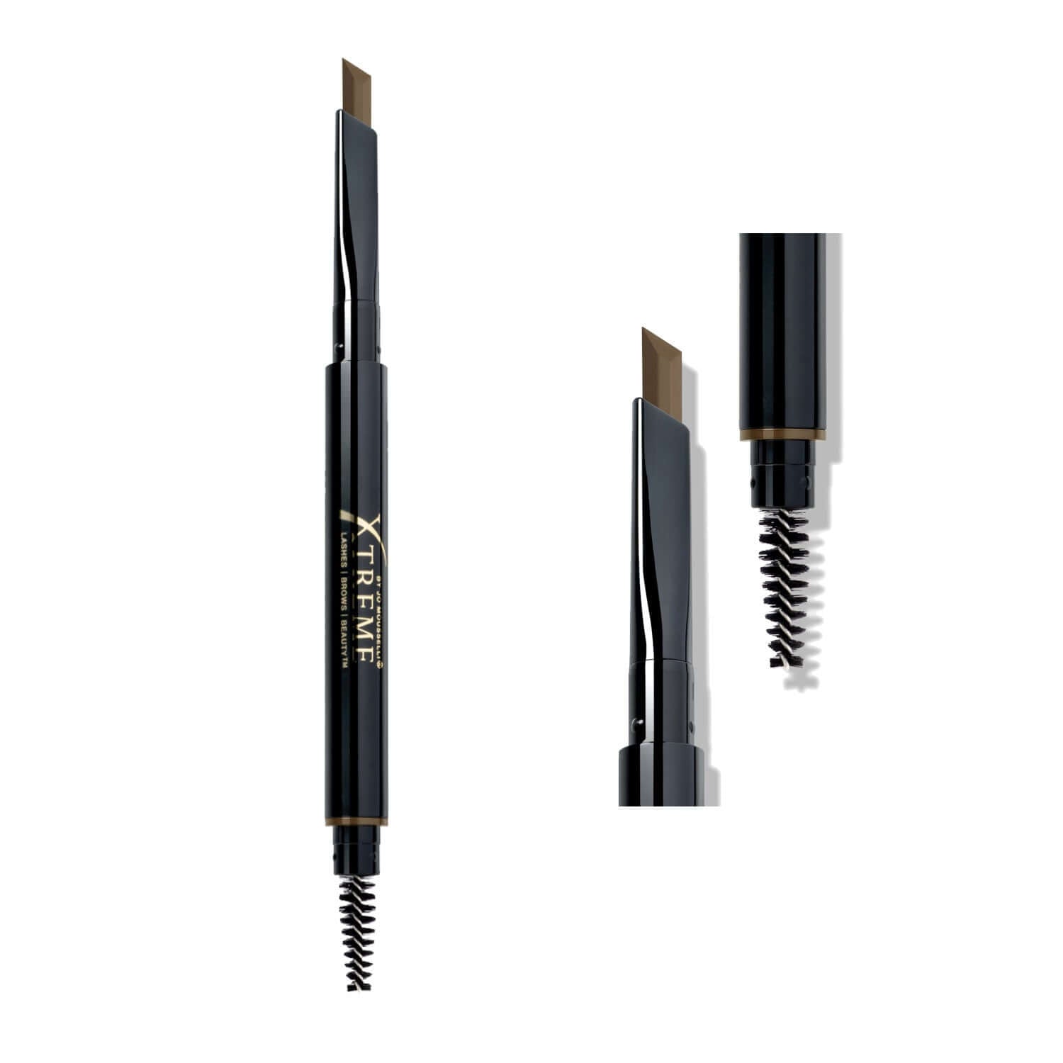 Augenbrauenstift in Hellbraun beider Seite geöffnet mit Mascarabürstchen Xtreme Lashes
