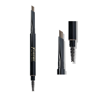 Augenbrauenstift Taupe geöffnet man sieht das Mascarabürstchen und den Anspitzer Xtreme Lashes