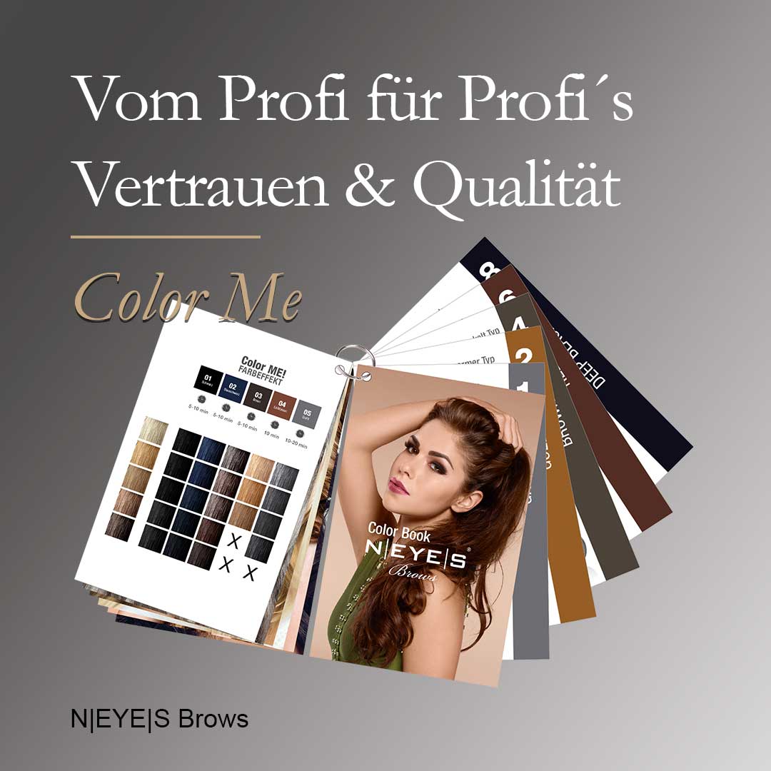 Professionelle NEYES Brows Color Me Mischkarte vom Profi für Profis zur typgerechten Farbbestimmung für Wimpern und Augenbrauen.