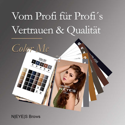 Professionelle NEYES Brows Color Me Mischkarte vom Profi für Profis zur typgerechten Farbbestimmung für Wimpern und Augenbrauen.