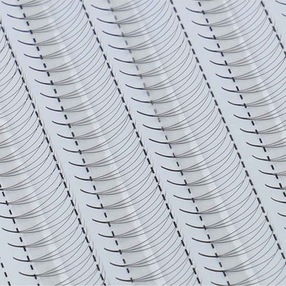 Fertige Wimpernfächer 6D auf der man die sauberen Ansaetze der Wimpern sieht.