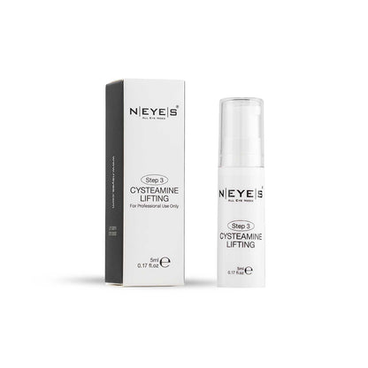 Schlanke, weiße 5ml Airless-Flasche der sanften Cysteamine Lifting Lotion für professionelles Lash- und Brow-Lifting.