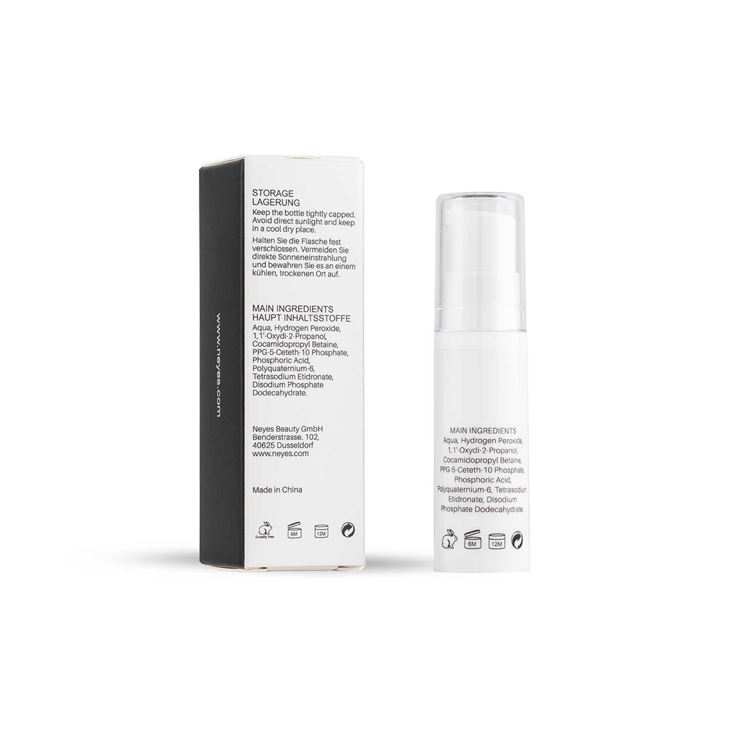 Rückseite einer Lash- und Brow-Lifting Fixing-Lotion (Schritt 4) mit Anwendungshinweisen, Inhaltsstoffen und Sicherheitshinweisen für die Fixierung von Wimpern und Augenbrauen.