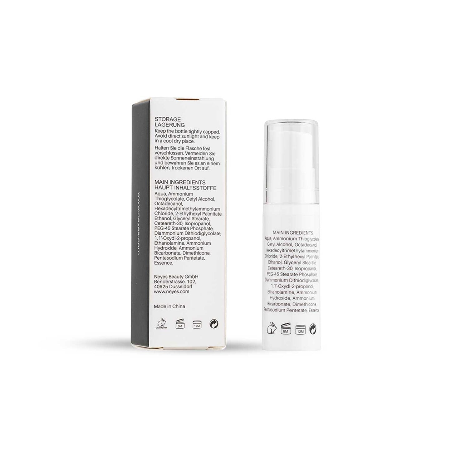 Rückansicht der Lifting Lotion Classic 5ml Flasche mit sichtbaren Inhaltsstoffen und Haltbarkeitsdatum.