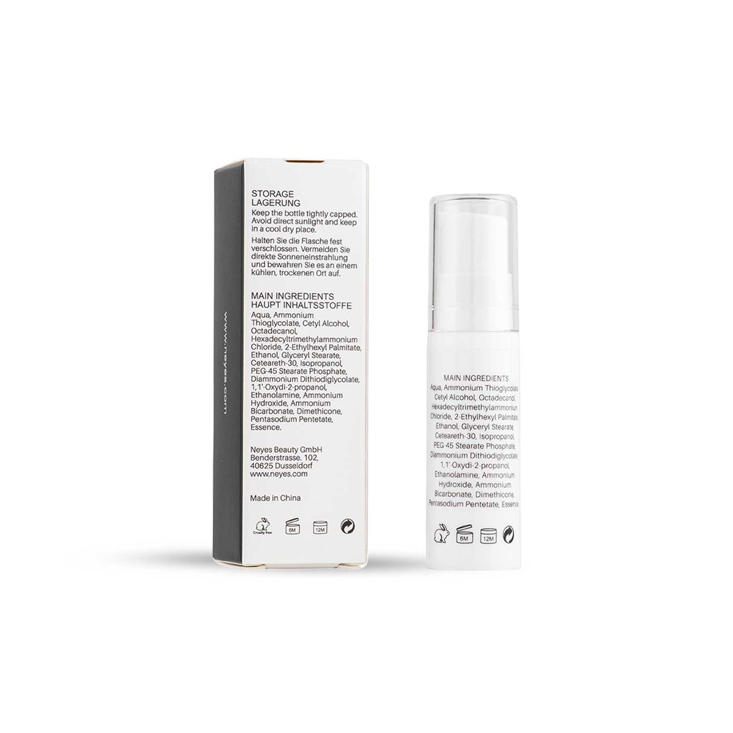 Rückansicht der Lifting Lotion Classic 5ml Flasche mit sichtbaren Inhaltsstoffen und Haltbarkeitsdatum.