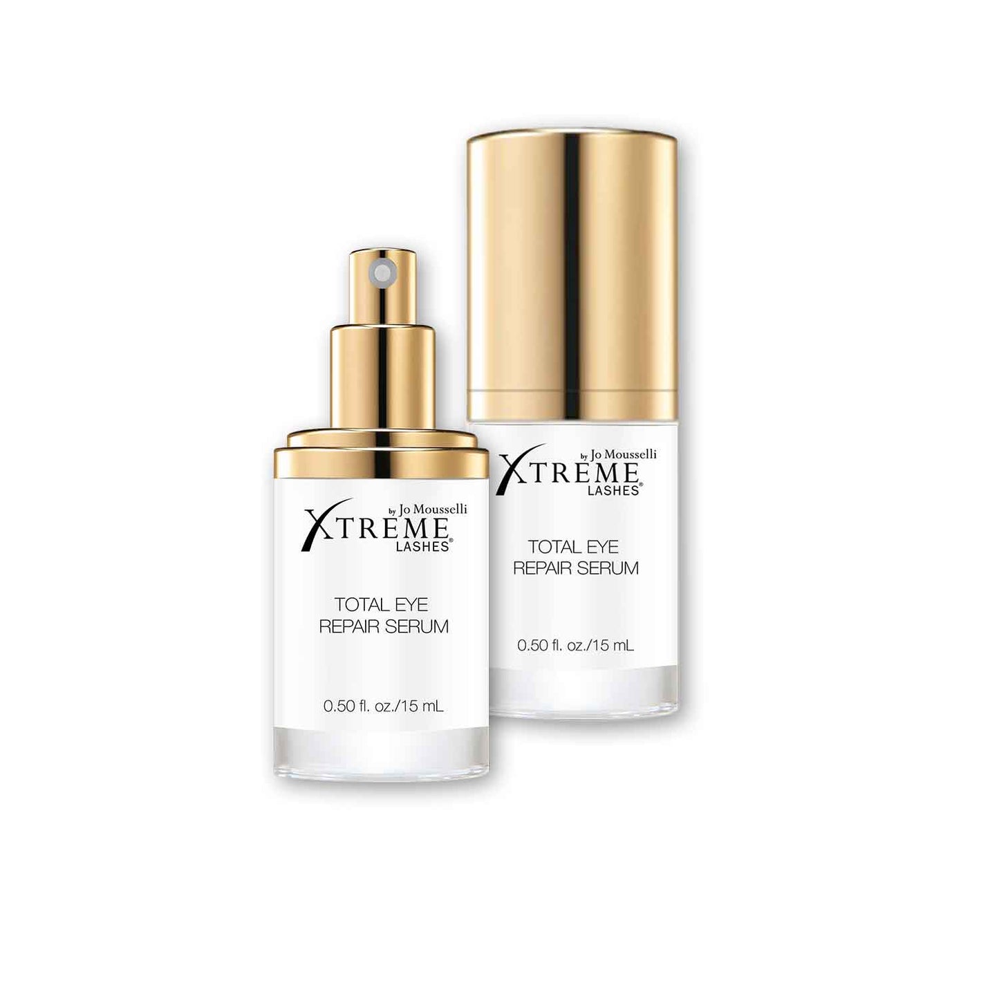 Anti-Aging Augenserum Total Eye Repair von Xtreme Lashes im Airless-Spender zur Glättung von Fältchen auf dem Augenlid.