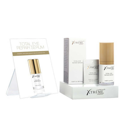 Total-Eye-Repair-Verkaufsdisplay mit Acrylaufsteller auf dem das Serum presentiert werden kann.Xtreme Lashes