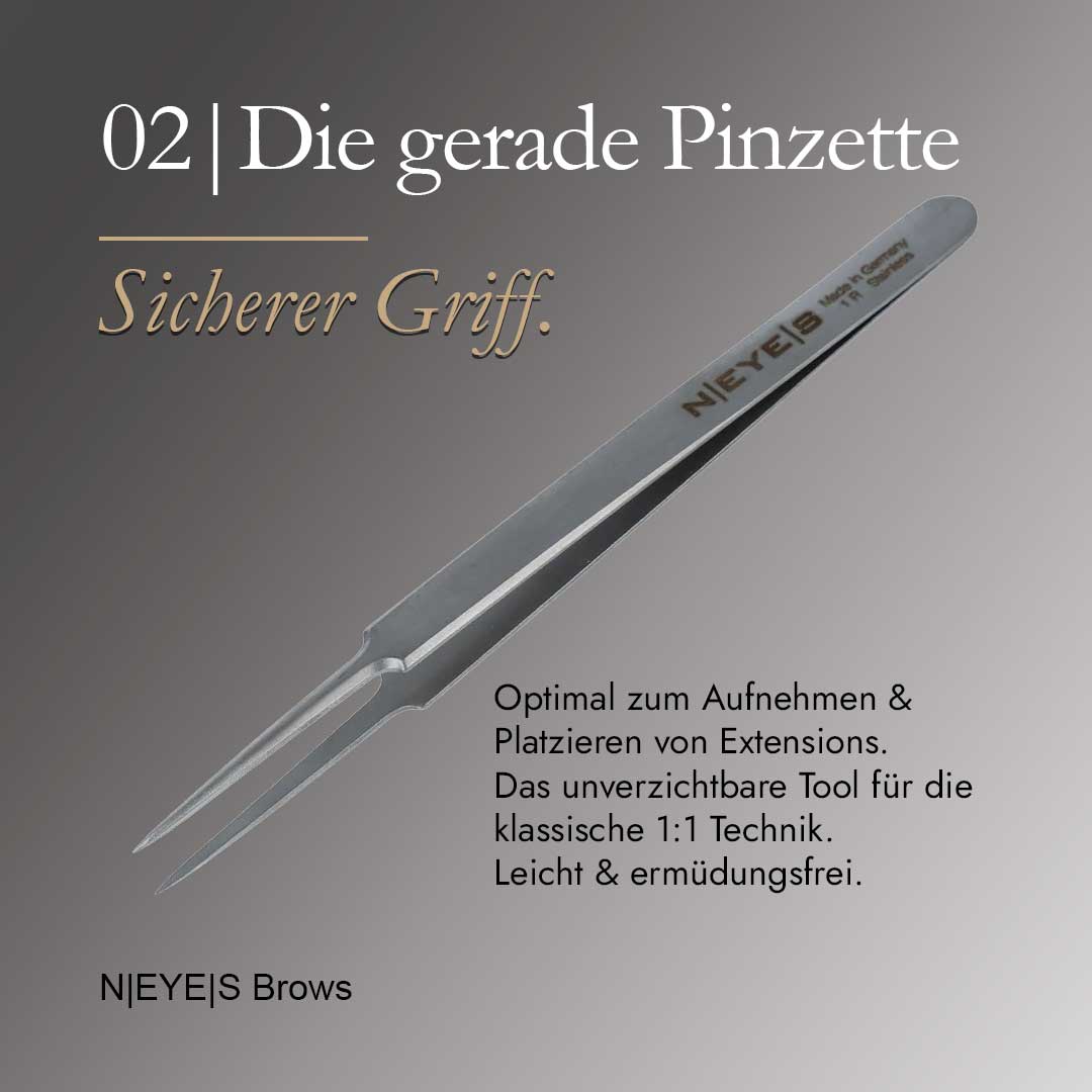 NEYES Profi-Pinzette in gerader Ausführung für den professionellen Studiobedarf.