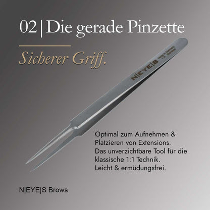 NEYES Profi-Pinzette in gerader Ausführung für den professionellen Studiobedarf.