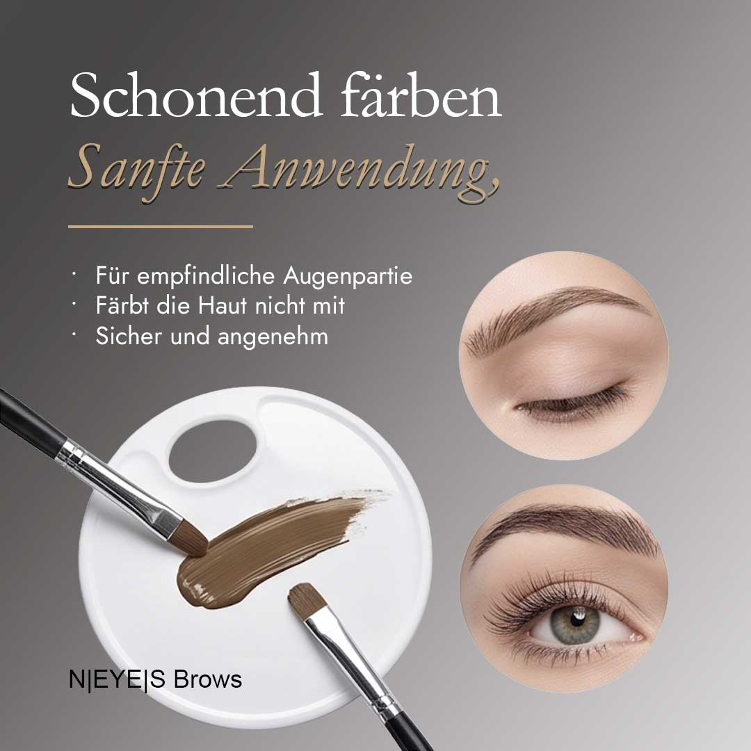 Sanfte Augenbrauenbehandlung mit einer hautschonenden Profi-Farbe ohne aggressive Inhaltsstoffe für empfindliche Hauttypen.