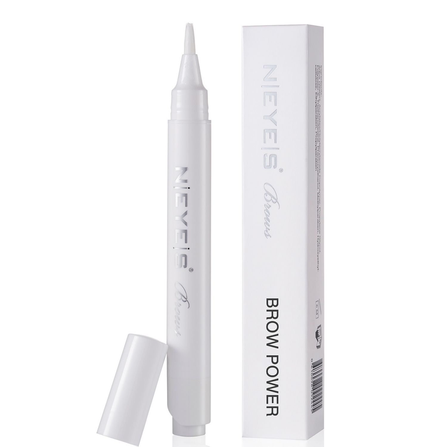 Augenbrauen Serum mit geöffneten Stift und Kartonage